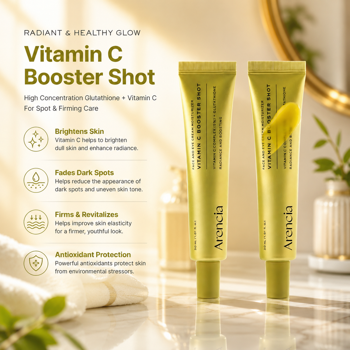 Arencia Vitamin C Booster Shot – Radiance Boosting Face Moisturizer - 30ml