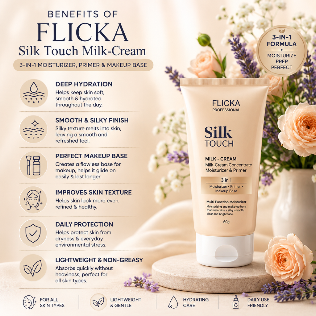 FLICKA Silk Touch Milk-Cream – 3-in-1 Moisturizer, Primer & Makeup Base (60g)